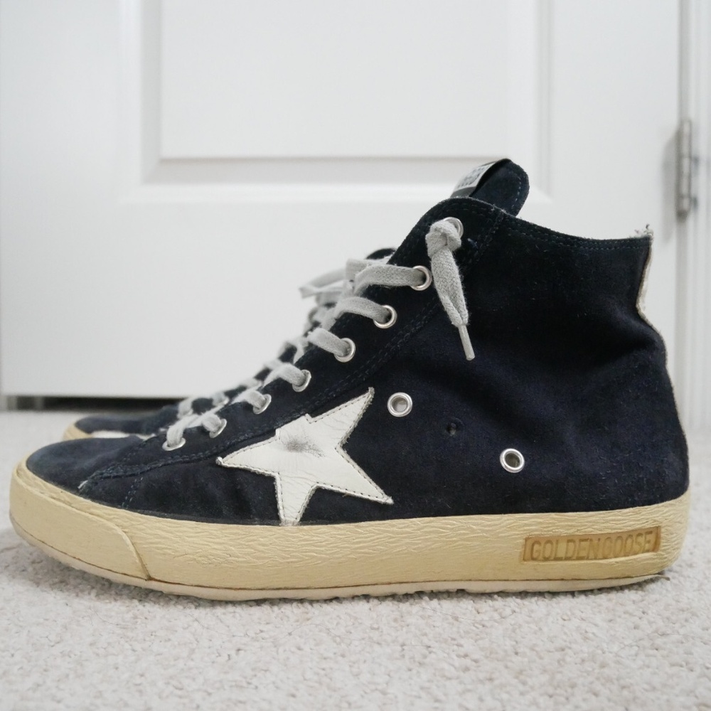 Golden Goose GGDB men's Francy hi-top sneaker Blue suede
